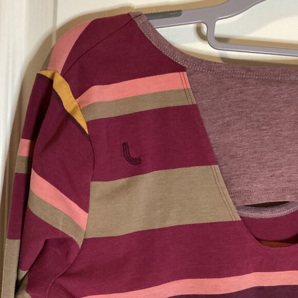 Lole Women's Organic Cotton Long Sleeve T-Shirt Top Stretch Pink Stripe Casual - Picture 7 of 9